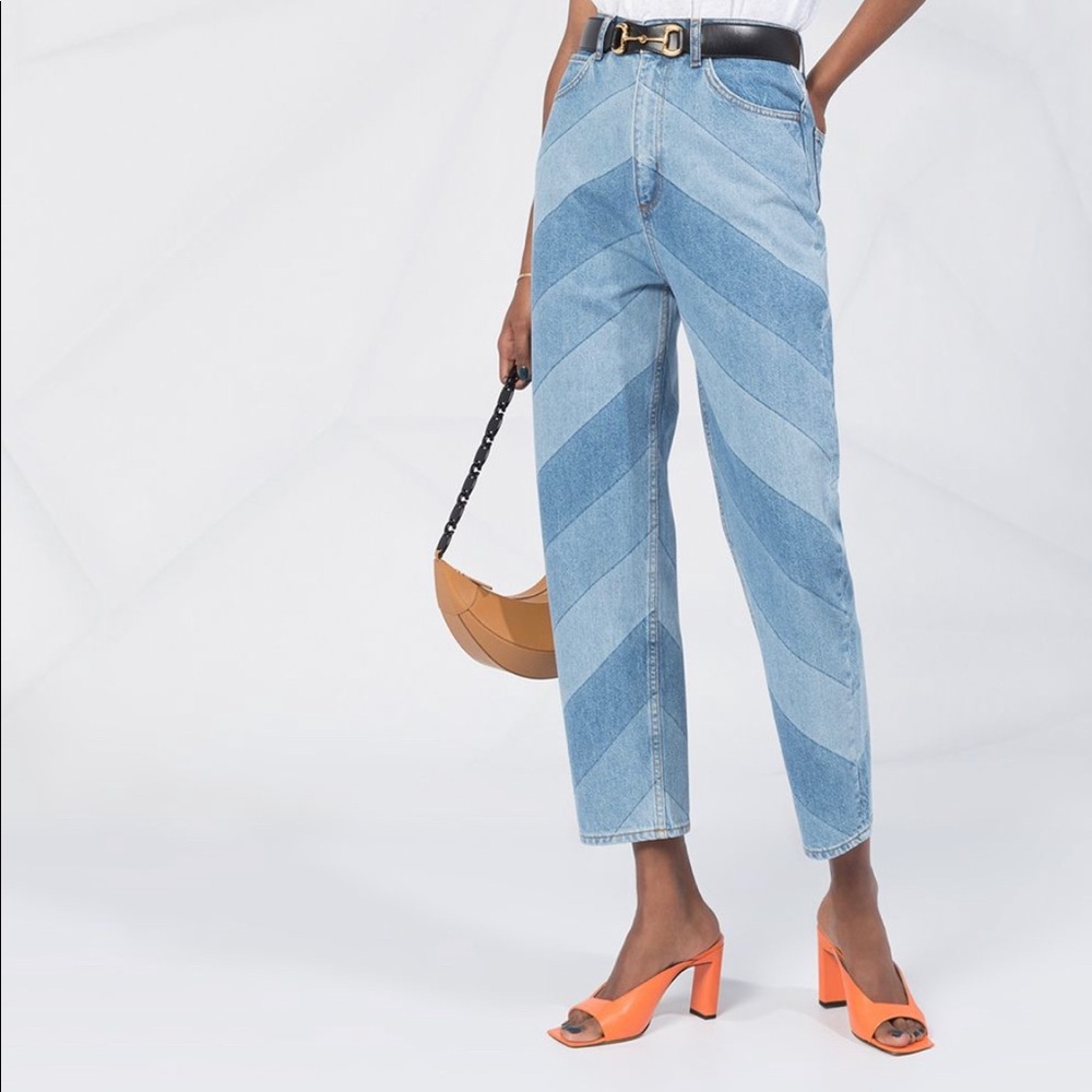Light blue cotton Diego panelled jeans from Sandro Paris